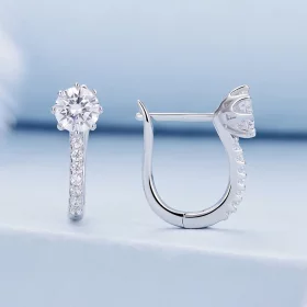 Pandora Style Simple Zircon Hoop Earrings - BSE856 Pandora Style Simple Zircon Hoop Earrings - BSE856