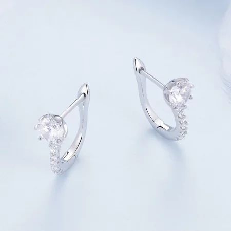 Pandora Style Simple Zircon Hoop Earrings - BSE856