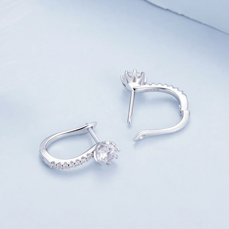 (image for) Pandora Style Simple Zircon Hoop Earrings - BSE856 - View 4