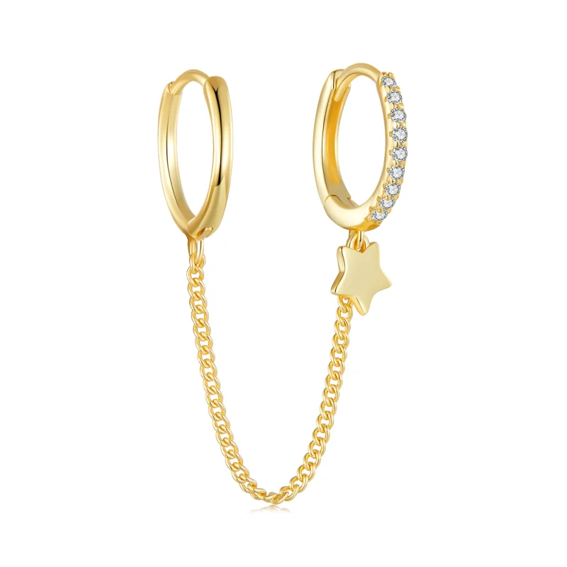 (image for) Pandora Style Single Golden Star Hoop - SCE914-B - Product Image
