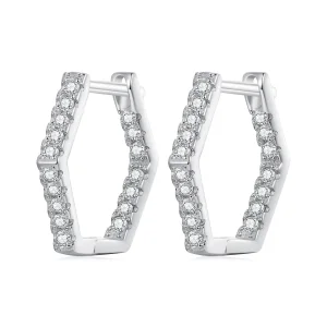 (image for) Pandora Style Six-Sided Hoop Earrings - BSE917
