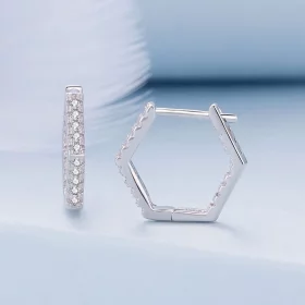 Pandora Style Six-Sided Hoop Earrings - BSE917 Pandora Style Six-Sided Hoop Earrings - BSE917