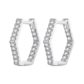 Pandora Style Six-Sided Hoop Earrings - BSE917 Pandora Style Six-Sided Hoop Earrings - BSE917