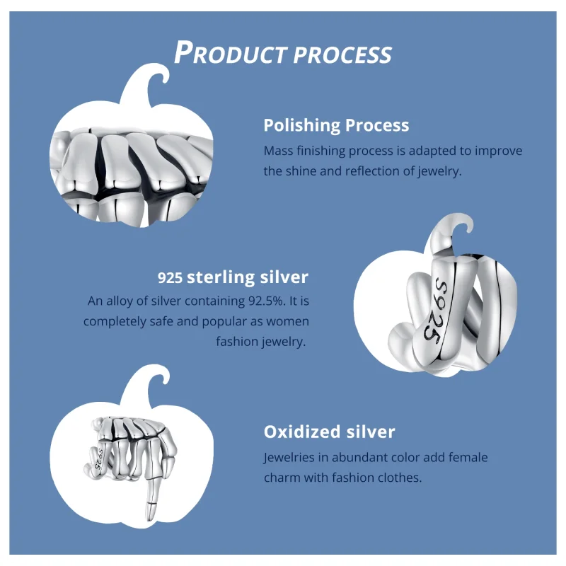 (image for) Pandora Style Skeleton Hand Charm - BSC909 - View 5