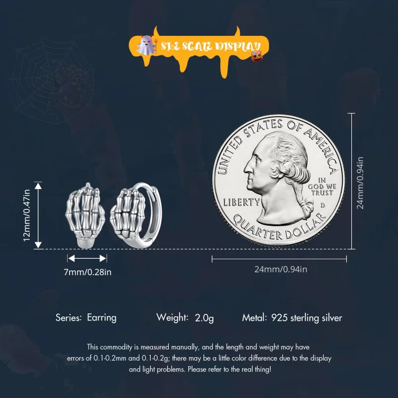 (image for) Pandora Style Skeleton Hand Hoop Earrings - SCE1641 - View 6