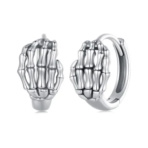 (image for) Pandora Style Skeleton Hand Hoop Earrings - SCE1641