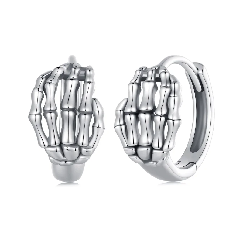 (image for) Pandora Style Skeleton Hand Hoop Earrings - SCE1641 - Product Image