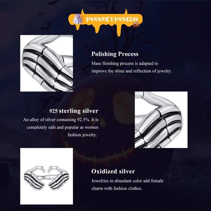 (image for) Pandora Style Skeleton Hand Open Ring - SCR971-E - View 6