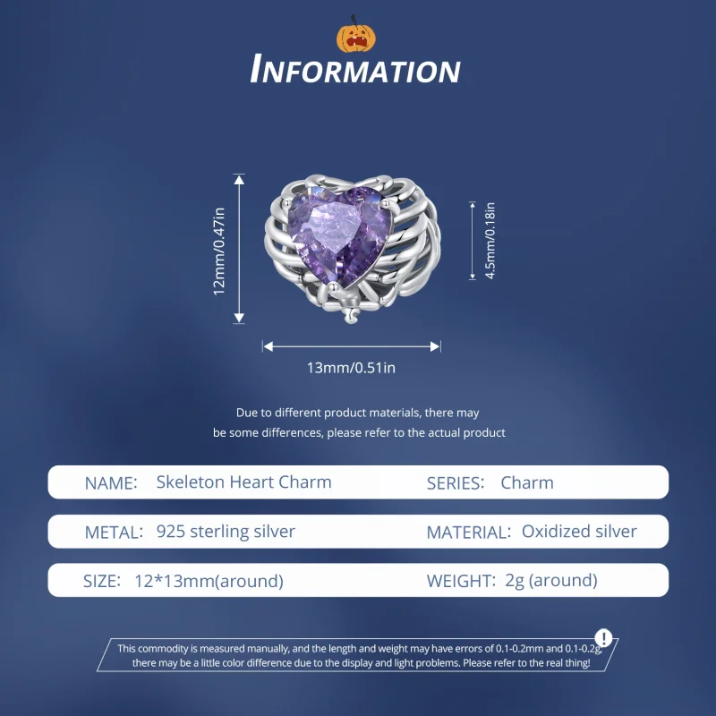 (image for) Pandora Style Skeleton Heart Charm - BSC910 - View 6