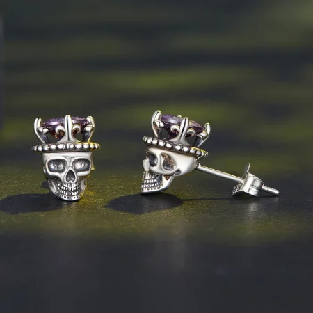 Pandora Style Skeleton King Studs Earrings - BSE892
