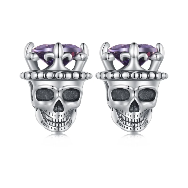(image for) Pandora Style Skeleton King Studs Earrings - BSE892 - Product Image