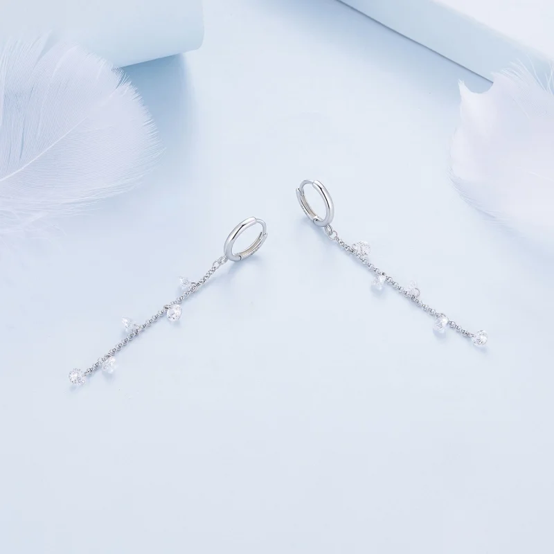 (image for) Pandora Style Smart Tassel Hoop Earrings - BSE898 - View 3