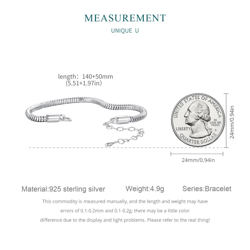 (image for) Pandora Style Snake Bone Chain Chain Bracelet - BSB150 - View 7