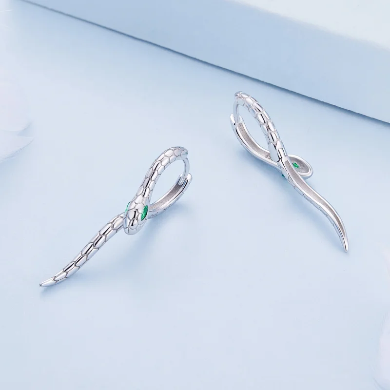 (image for) Pandora Style Snake Hoop Earrings - BSE792 - View 3