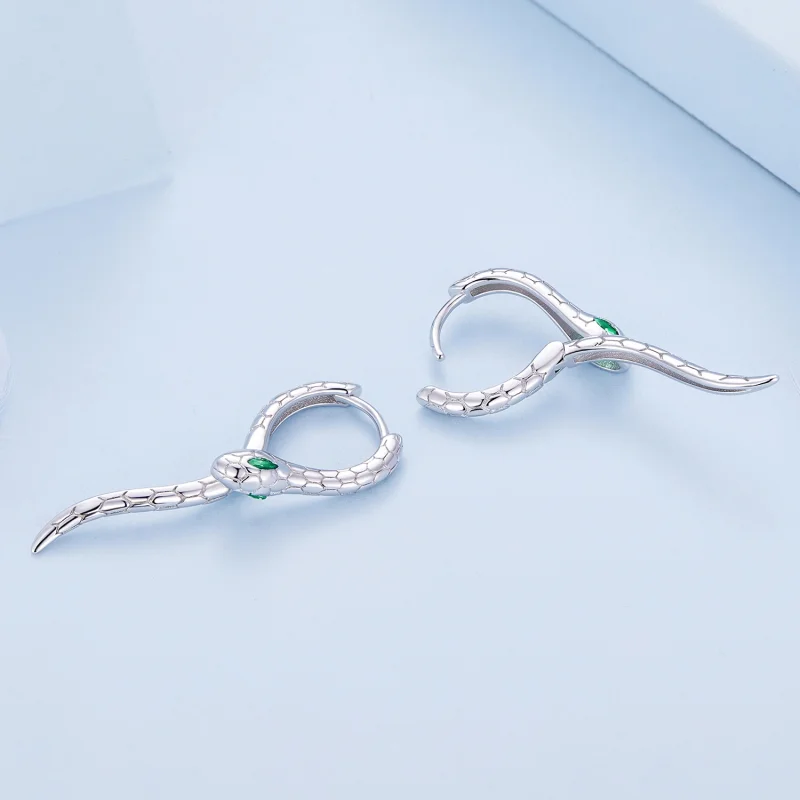 (image for) Pandora Style Snake Hoop Earrings - BSE792 - View 4