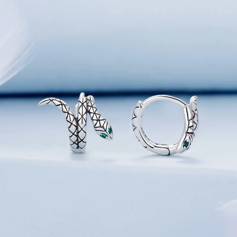 (image for) Pandora Style Snake Hoop Earrings - BSE883 - View 2