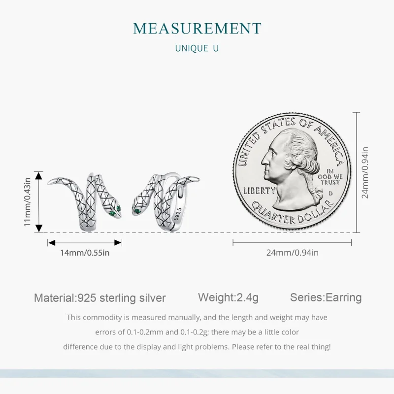 (image for) Pandora Style Snake Hoop Earrings - BSE883 - View 7