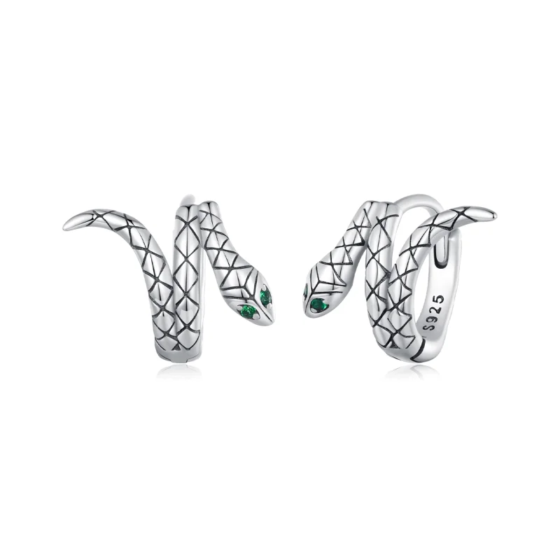 (image for) Pandora Style Snake Hoop Earrings - BSE883 - Product Image