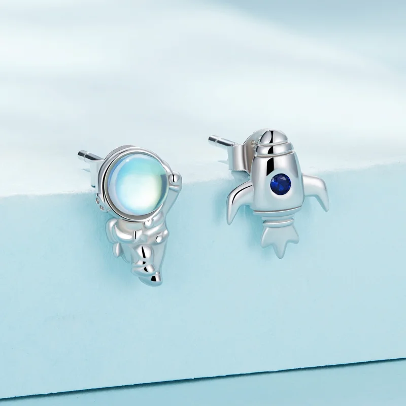 (image for) Pandora Style Spaceship Asymmetric Earrings - SCE1578 - View 2