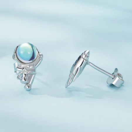 Pandora Style Spaceship Asymmetric Earrings - SCE1578