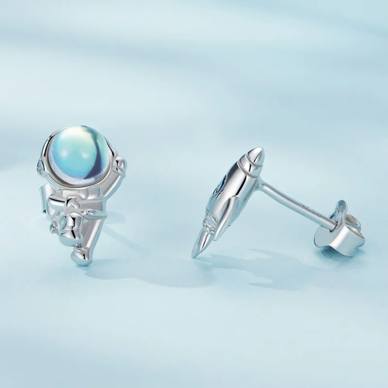 (image for) Pandora Style Spaceship Asymmetric Earrings - SCE1578 - View 3