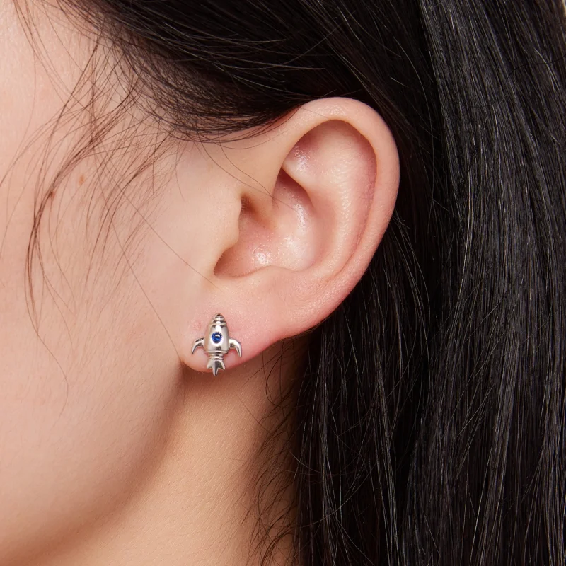 (image for) Pandora Style Spaceship Asymmetric Earrings - SCE1578 - View 7