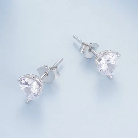 Pandora Style Sparkling Heart Studs Earrings - BSE853