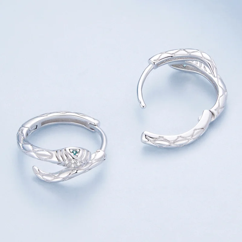 (image for) Pandora Style Spirit Snake Hoop Earrings - BSE818 - View 4