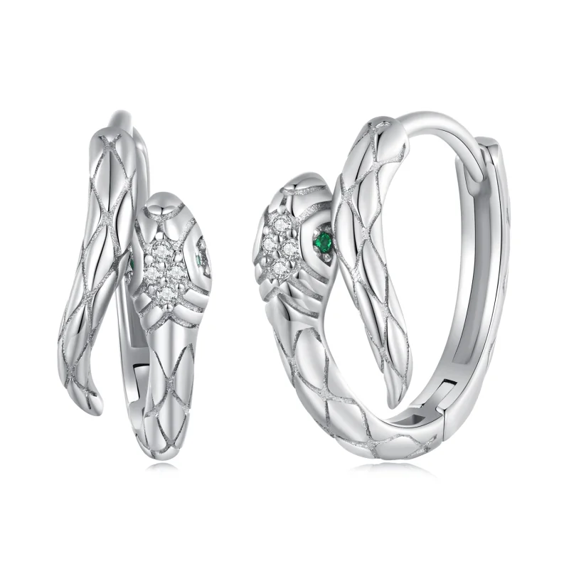 (image for) Pandora Style Spirit Snake Hoop Earrings - BSE818 - View 8