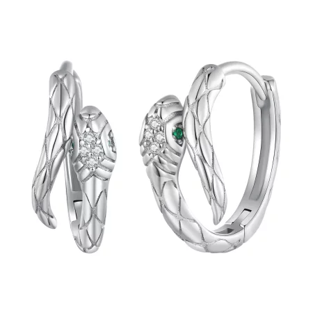 Pandora Style Spirit Snake Hoop Earrings - BSE818 Pandora Style Spirit Snake Hoop Earrings - BSE818