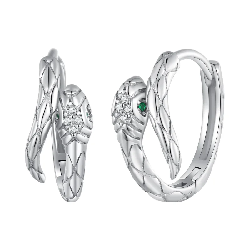 (image for) Pandora Style Spirit Snake Hoop Earrings - BSE818 - Product Image