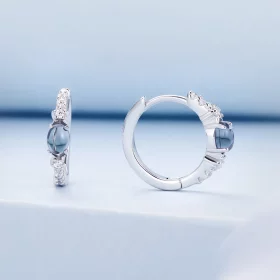 Pandora Style Star Blue Glass Hoop Earrings - BSE859 Pandora Style Star Blue Glass Hoop Earrings - BSE859