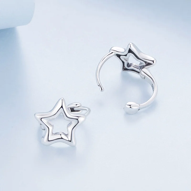 (image for) Pandora Style Star Hoop Earrings - BSE896 - View 4
