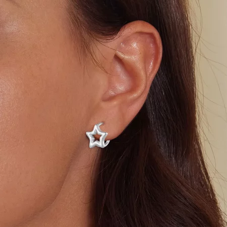 Pandora Style Star Hoop Earrings - BSE896