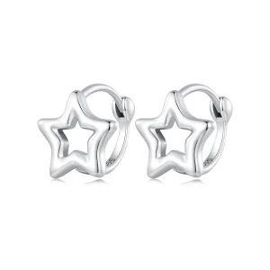 (image for) Pandora Style Star Hoop Earrings - BSE896