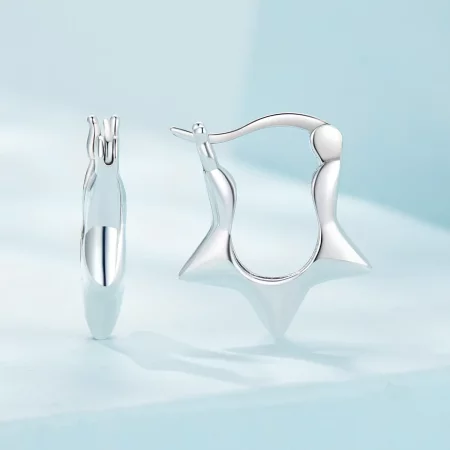 Pandora Style Star Hoop Earrings - SCE1615