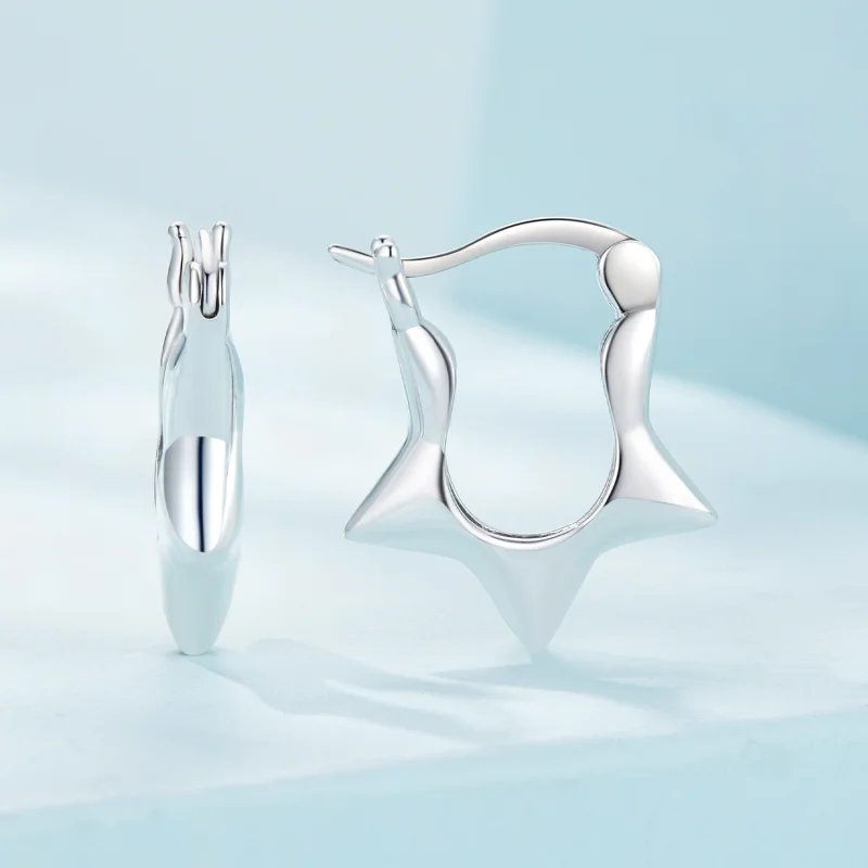 (image for) Pandora Style Star Hoop Earrings - SCE1615 - View 2