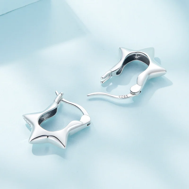 (image for) Pandora Style Star Hoop Earrings - SCE1615 - View 4