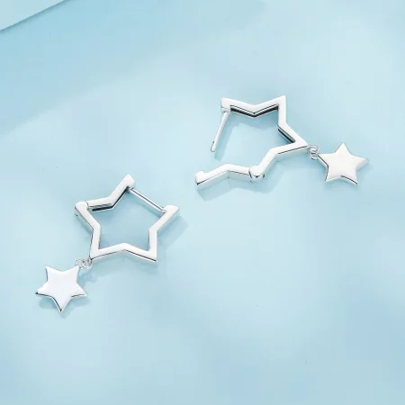 Pandora Style Star Hoop Earrings - SCE1621