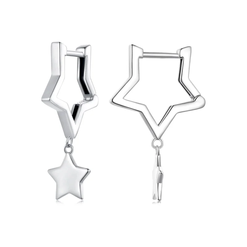 (image for) Pandora Style Star Hoop Earrings - SCE1621 - Product Image