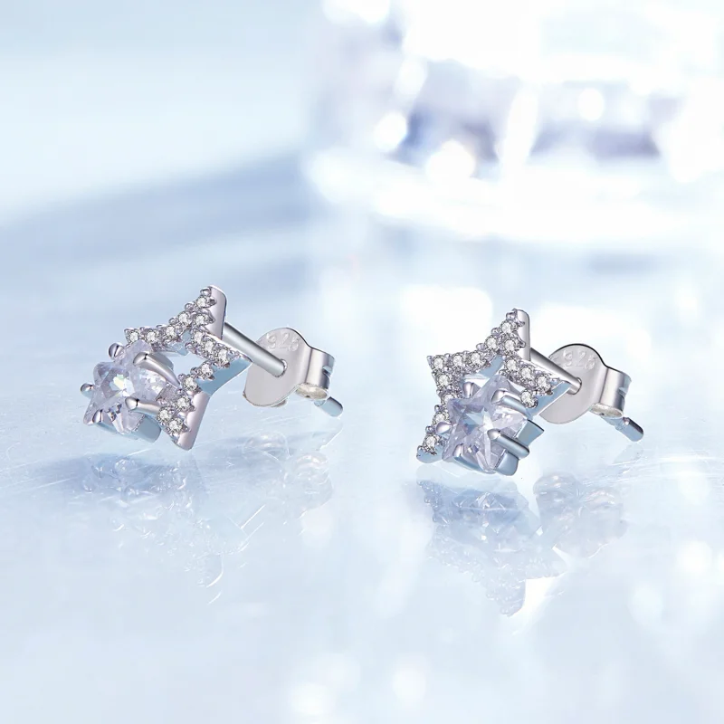 (image for) Pandora Style Star Studs Earrings - BSE878 - View 2