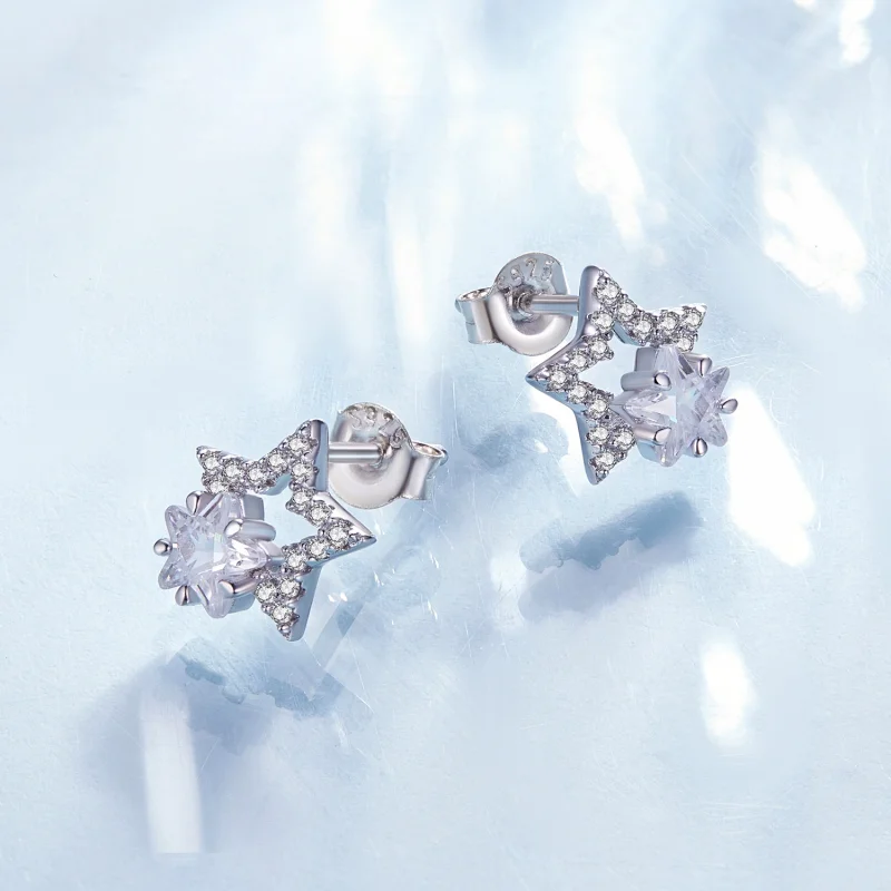 (image for) Pandora Style Star Studs Earrings - BSE878 - View 3