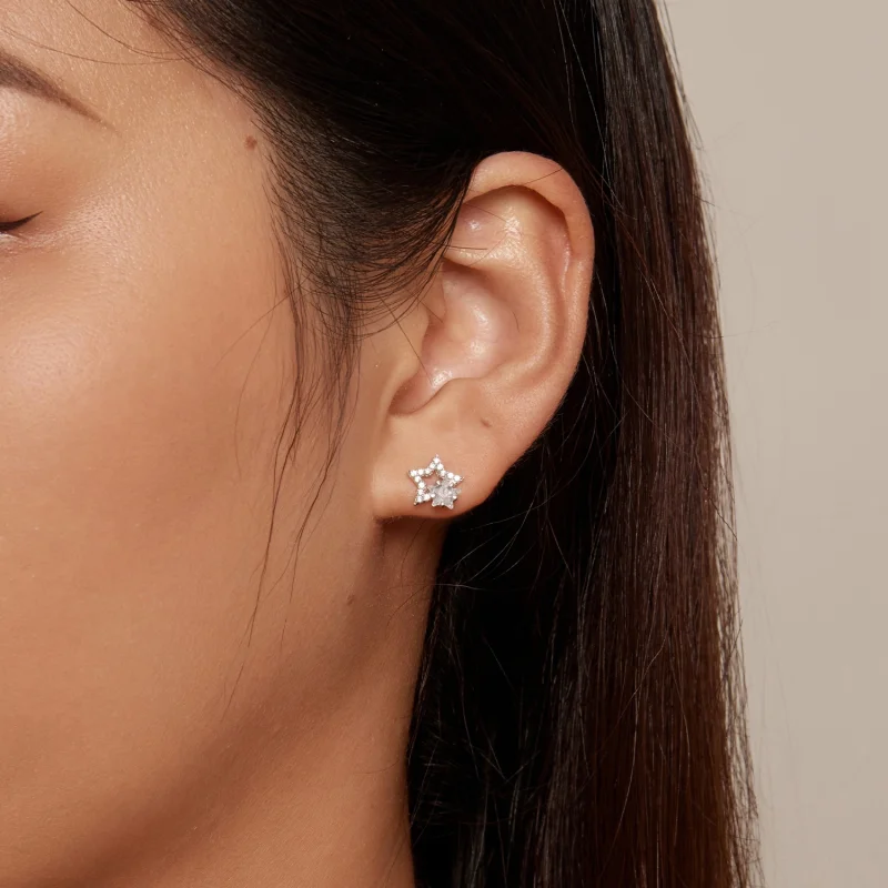 (image for) Pandora Style Star Studs Earrings - BSE878 - View 6