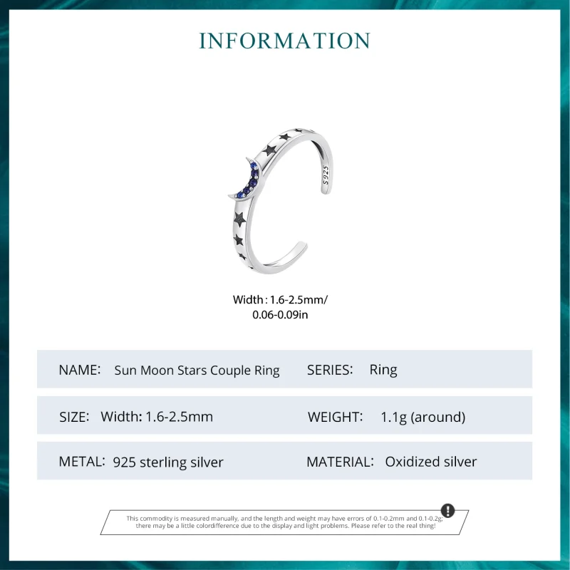 (image for) Pandora Style Sun, Moon and Stars Couple Open Ring - BSR490-E - View 3