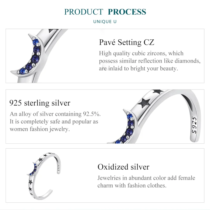 (image for) Pandora Style Sun, Moon and Stars Couple Open Ring - BSR490-E - View 4