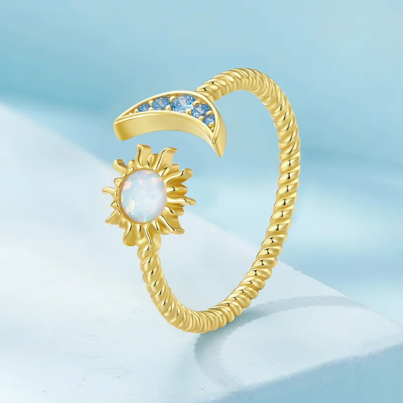 (image for) Pandora Style Sun, Moon and Stars Open Ring - SCR796-B - View 2