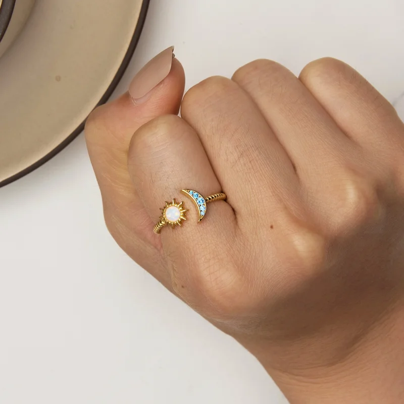 (image for) Pandora Style Sun, Moon and Stars Open Ring - SCR796-B - View 6