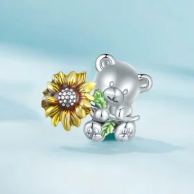 Pandora Style Sunflower and Bear Charm - SCC2560 Pandora Style Sunflower and Bear Charm - SCC2560