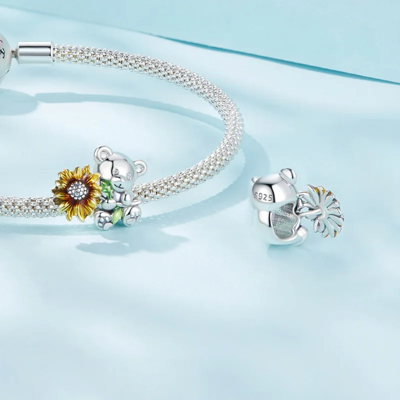 (image for) Pandora Style Sunflower and Bear Charm - SCC2560 - View 4
