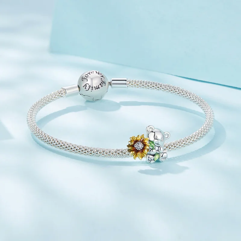 (image for) Pandora Style Sunflower and Bear Charm - SCC2560 - View 5